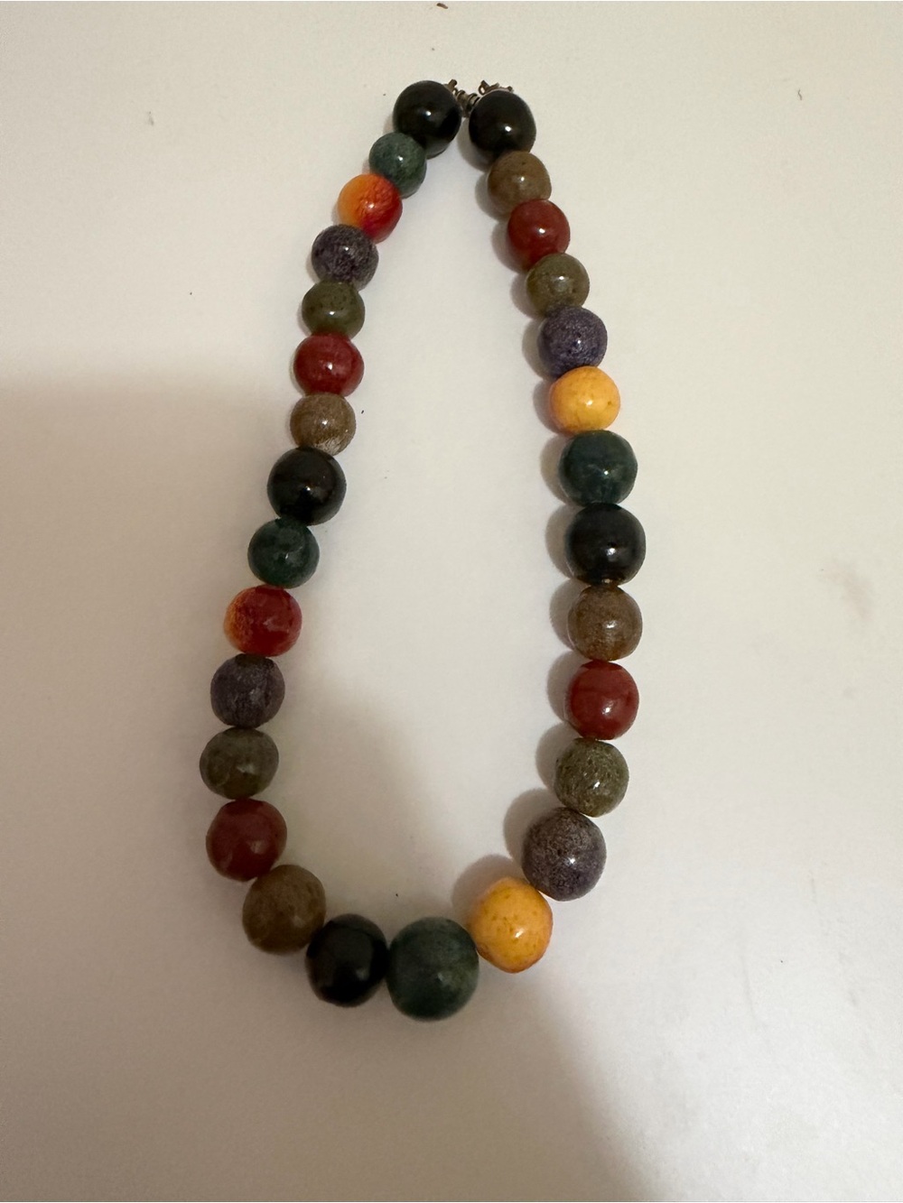 Vintage Multicolor Gemstone Beaded Necklace
